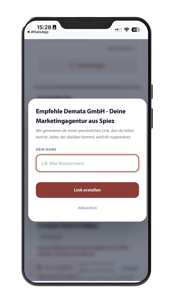 Empfehlungs-Modal auf einer Recomore-Tenant-Seite
