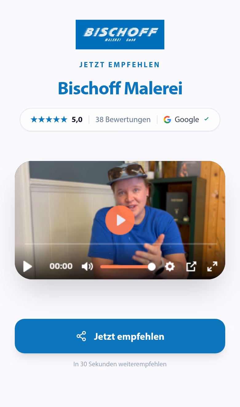 Echte Empfehlungsseite von Bischoff Malerei